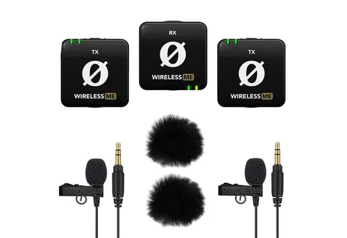 RØDE Wireless ME Dual Mikrofon Set - Kabelloses Mikrofon-System mit 2 Lavalier GO und 2 WS05 Windschutz, ideal für Videofilmer und Podcaster – kristallklare Audioqualität und bis zu 100 m Reichweite.