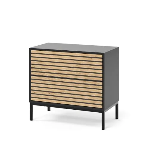 Vicco Nachtschrank Eliza, Schwarz/Eiche