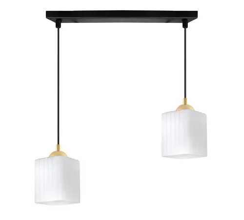 LAMPA WISZĄCA RIFFLE CZARNO-ZŁOTA 2-PŁ BIAŁY SZEŚCIAN E27