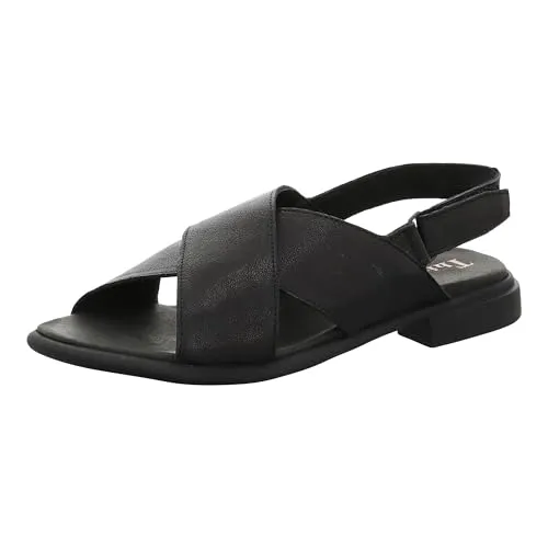 Think! Damen Kamaa Sandale - Nachhaltige Riemchen-Sandale in Schwarz - Wanderschuhe mit verstellbarem Fersenriemen für optimalen Halt und dämpfender Gummisohle, ideal für gemütliche Wanderungen und den Alltag.