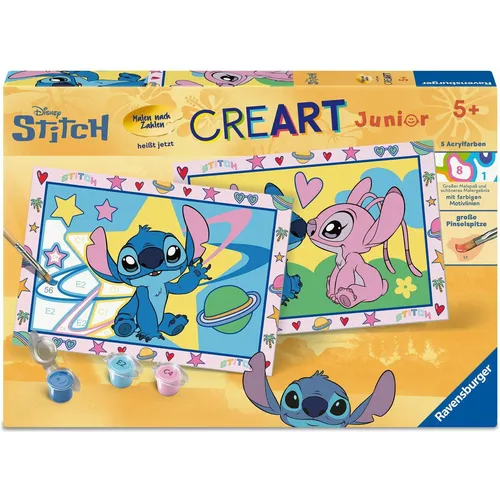 Ravensburger CreArt, Malen nach Zahlen Junior - Disney Stitch & Angel (12023123)