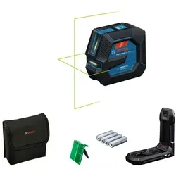 Bosch Kreuzlinienlaser GLL 20-22 G Professional - Selbstnivellierender grüner Laser für präzise Nivellierarbeiten bis 20m, inkl. Halterung und Zubehör. Bietet vierfache Sichtbarkeit und ist ideal für Profis.
