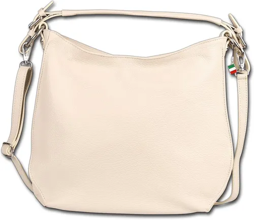 FLORENCE Schultertasche aus echtem Leder - Elegante Schultertasche für Damen aus hochwertigem Kalbsleder in beige, ideal für den täglichen Gebrauch. Mit großzügigen Maßen von 38x31x12 cm bietet sie ausreichend Platz für Ihre Essentials.