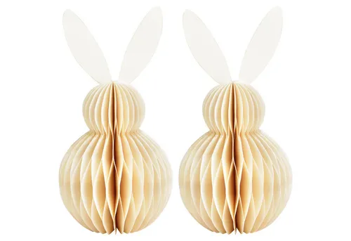 matches21 HOME & HOBBY Dekofigur Osterdeko Osterhasen zum Hinstellen weiß 2er Set Dekofiguren (2 St), Ø 11 x 20 cm als Frühlingsdeko aus Papier