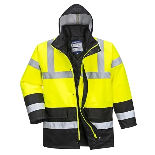 Portwest S466 Arbeitsjacke Winter Verkehrsjacke, gelb-schwarz, wasserdicht - Arbeits- & Schutzkleidung: Atmungsaktive Winter-Warnschutzjacke bis -40°C, wasserdicht mit 15.000mm Wassersäule und optimaler Wärmeisolation für besten Schutz bei Kälte und Nässe.