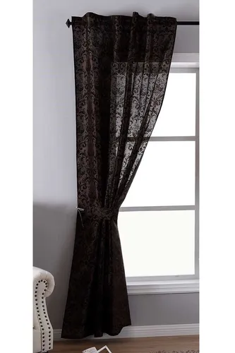 Vorhang Widseide Optik blickdicht Flock Barock HxB 245x140 cm Braun