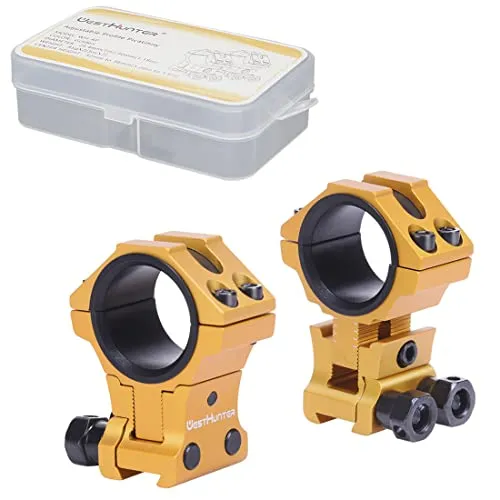 WestHunter Optik Verstellbare Höhe Schwalbenschwanz Zielfernrohr Montage, 25,4mm 30mm Präzision Zielfernrohr Ringe | Gold