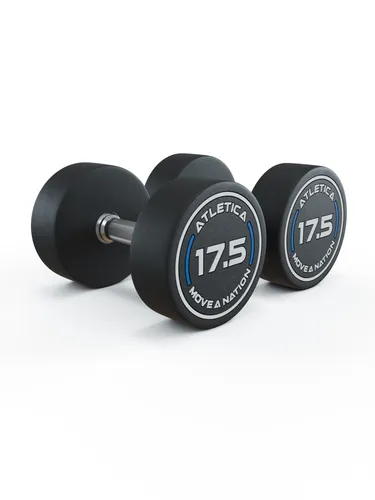 ATLETICA | Rundhanteln Pro | 2 x 17.5kg | Stoßdämpfende CPU-Ummantelung höchster Qualität | maximale Präzision dank CNC-gefrästem Stahlkern