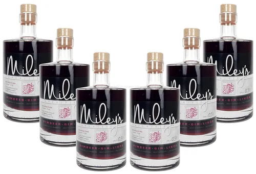 Mileys Himbeer Wild Berry Himbeer-Gin-Likör Set - 6x 0,5l = 3l (20% Vol)