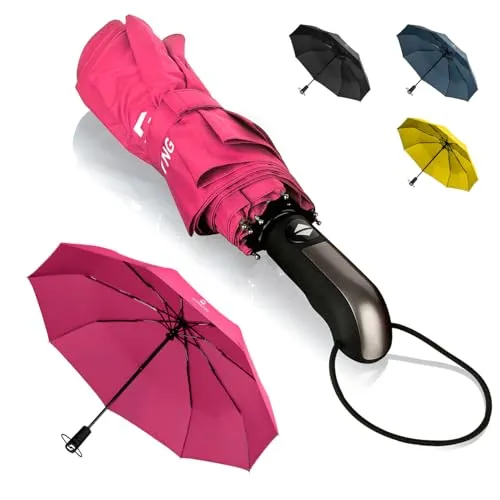 STYNGARD Regenschirm automatik Kinder mit Sicherheitsreflektoren - Kinder Regenschirm Mädchen/Junge - Automatik Kinderschirm Schulranzen Modell - ROTTERDAM (neonpink)