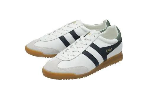 Gola Torpedo Leather Sneaker Herren in Weiß/Navy/Sage - Stylische Herren Sneaker von Gola im Retro-Design. Hochwertiges Leder, gepolstert für Komfort und mit rutschfester Gummisohle für Stabilität. Ideal für Alltag, Fitness und Freizeit.