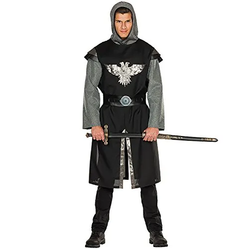 Rubie's 14303-56 Hemd Ritter Herren mit Gürtel schwarz Größe: 56, Multi-Colored