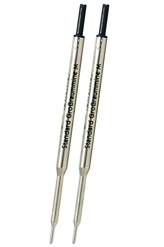 Online 2x Kugelschreiber Ersatzminen Standard Großraum-Minen G1-Format, Strichstärke M (mittel), Schriftfarbe schwarz, dokumentenecht, ISO 12757-2 G1, 2 Stück