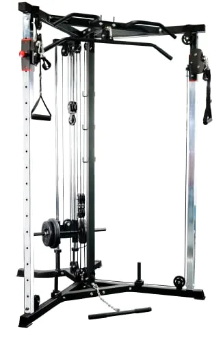 Train Hard® Kabelzug Trainer - Latzugstation mit Klimmzugstange - Heimtrainingssysteme für vielseitiges und robustes Functional Training, belastbar bis 200 kg und freistehend aufstellbar, ideal für ambitionierte Sportler.