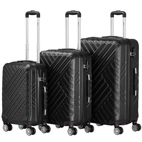 Zelsius Koffer Set 3 Stück, Schwarz - Gepäck-Sets | 3-teiliges Hartschalenkoffer Set mit Zahlenschloss, ideal für jede Reisegröße und platzsparend ineinander stapelbar.