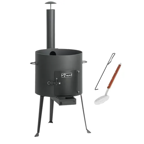 BBQ-Toro Kazan Ofen Ø 34 cm - Außenküchen - Vielseitiger Kazan Ofen mit 34 cm Durchmesser, ideal zum Kochen und als Feuerstelle, inklusive Schaumlöffel und Schürhaken für praktisches Handling.