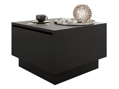 MIRJAN24 Couchtisch Moon 60x60 - Moderner Kaffeetisch mit Stauraum - Stylischer Couchtisch mit praktischer Gasdruckfeder für flexiblen Stauraum. Ideal für Ihr Wohnzimmer, Maße: 60x60 cm, in elegantem Schwarz.