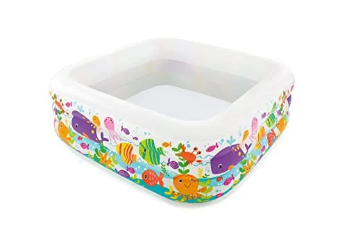 Intex 12-57471NP Clearview Aquarium Pool - Phthalate-frei, 159 x 159 x 50 cm, ideal für Kinder ab 3 Jahren mit bunten Designs und extra breiten Seitenwänden