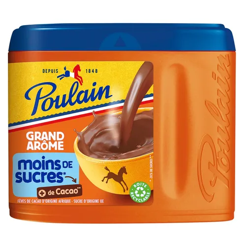 POULAIN Grand Arôme Kakaopulver weniger Zucker 400 g Schokoladengetränk