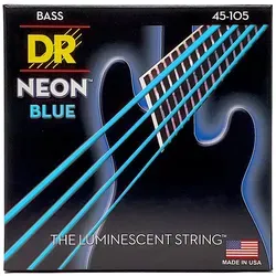 DR Strings HI-DEF NEON™ - BLUE COLOR Bass Saiten: Medium 45-105 - Gitarren- & Bass-Zubehör mit K3-Beschichtung für längere Lebensdauer und klare Klänge. Die neonfarbene Beschichtung leuchtet unter Schwarzlicht und hebt dein Spiel hervor!