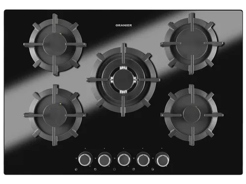 Oranier GKH740 Gaskochfeld autark - Kochfeld 74 cm, mit thermoelektrischer Zündsicherung und Einhand-Funkenzündung für sicheres Kochen, inklusive leistungsstarkem WOK-Brenner.