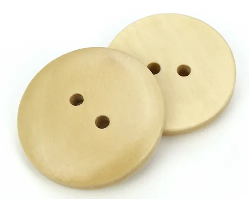 Holzknöpfe 28mm 2-Loch rund natur Knopf Knöpfe zum basteln nähen annähen DIY 12