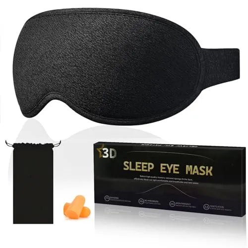 Mujigaga Schlafmaske, 3D Augenhöhlen Schlafbrille für Herren und Frauen, Verstellbar Gummiband und Lichtblockierend, Augenmaske für Seitenschläfer, Schlafzimmer und Reisen, Inklusive Zwei Ohrstöpsel