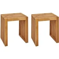 Gartenhocker 2er Set Akazienholz Hellbraun von Beliani