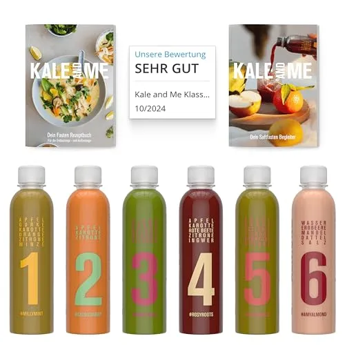 Kale and Me 5 Tage Klassik Saftkur mit 30 Flaschen à 320 ml ohne Zusatzstoffe, Saftkur 5 Tage, 6 Geschmacksrichtungen aus regionaler Produktion, Saftkur als Fastenkur, Preis inkl. 7,50€ Pfand