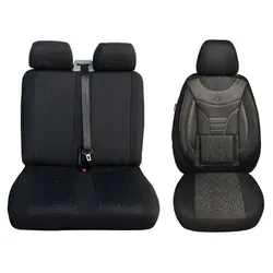 BREMER SITZBEZÜGE Autositzbezug für VW Crafter 2 MAN TGE Bj ab 2017 inkl Doppelsitzbank (909), Set, 2-tlg., Schonbezüge Sitzbezüge Fahrer und Beifahrer, in Schwarz