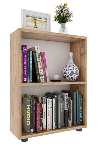 VCM Holzregal Bulas | Elegantes Büroregal mit 2 Fächern - Platzsparendes Bücherregal in Honig-Eiche für Ordner und Büromaterial, Maße ca. H. 72 x B. 55 x T. 20 cm – ideal für jedes Büro.