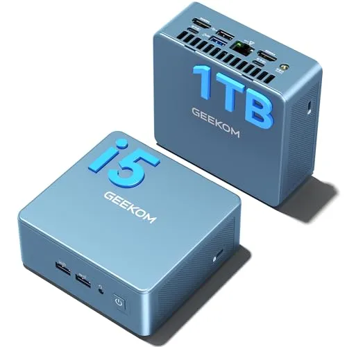 GEEKOM IT13 Mini PC mit Intel i5-13600H[3-Jahren-Garantie], 1 TB SSD &16 GB RAM(max. 4TB + 96GB), Windows 11 Pro, 2X USB 4.0 | 8K 120Hz | SD-Kartensteckplatz, für Business/Büro