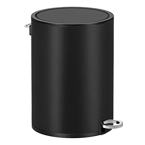 SONGMICS Kosmetikeimer, mit Deckel, Softclose, 3 Liter | Mülleimer Bad, herausnehmbarer Inneneimer aus Kunststoff, Stahl, für Badezimmer, Büro, schwarz, PARRI Kollektion LTB011B01