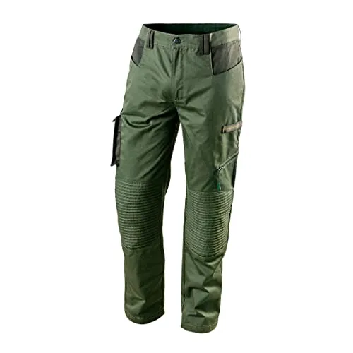 NEO TOOLS Arbeitshose CAMO Olivgrün | XS - 3XL | Multifunktionale Bundhose - Arbeitshose für Herren in olivgrün, aus robustem Baumwoll-Polyester-Gewebe. Hoher Tragekomfort mit verstärktem Kniebereich und praktischen Multifunktionstaschen. Ideal für Arbeit und Freizeit.