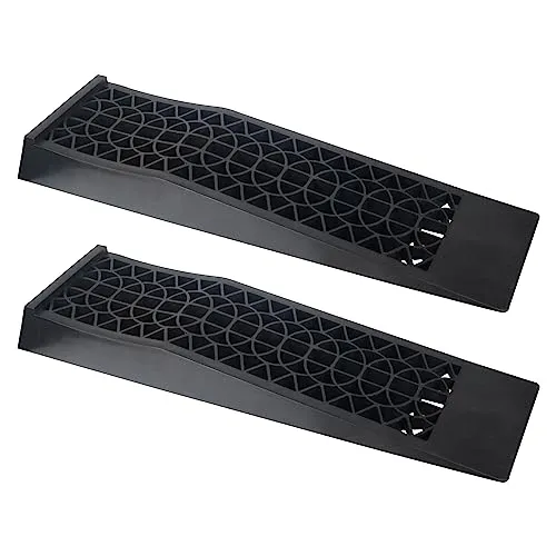 DAYUAN 2 Stück Kunststoff Auffahrrampe Schwerlast Rampe bis 5 Tonnen, Hebebühne KFZ Rampe mit Überfahrschutz