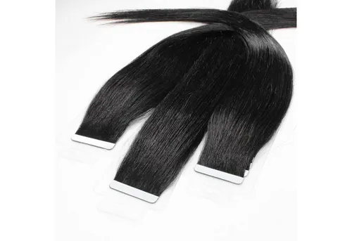 hair2heart Echthaar-Extension Tape Extensions glatt #2/0 Schwarz 40cm