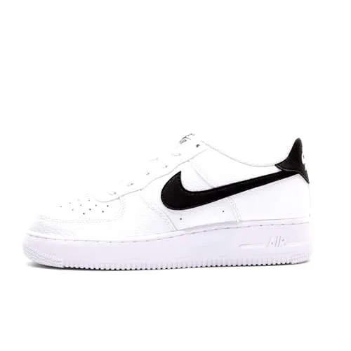 Nike Air Force 1 (GS), niedrige Turnschuhe für Kinder und Jugendliche, Weiß, Schwarz, Weiß, 38.5 EU