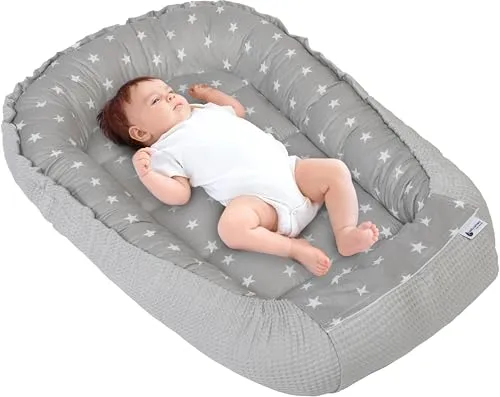 Babynestchen Sternen mit Grauen Waffle 100x60x15 von Medi Partners