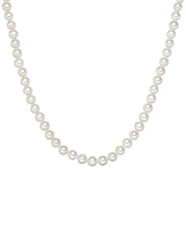 Valero Pearls Perlenkette Silber aus Süßwasser-Zuchtperlen - Elegante Perlenkette aus hochglanzpolierten Süßwasser-Zuchtperlen, ideal für besondere Anlässe oder als stilvolles Accessoire.