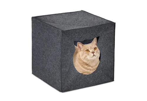 relaxdays Katzenzelt Katzenhöhle Filz, Anthrazit