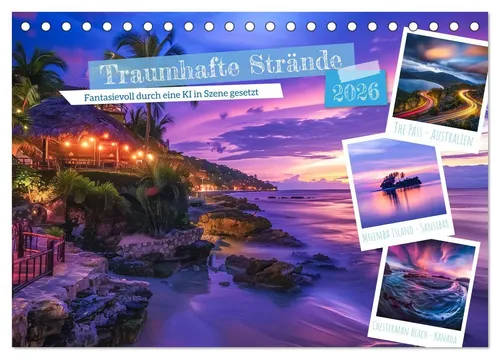 CALVENDO Wandkalender Traumhafte Strände (Tischkalender 2026 DIN A5 quer), CALVENDO Monatska