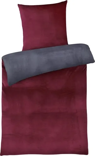 Cashmere Touch Bettwäsche 155x220 cm - Warme Winterbettwäsche in Anthrazit Bordeaux - Bettwäschen aus 100% Polyester mit super softem Cashmere-Touch, ideal für die kalte Jahreszeit. Wendebettwäsche, bügelfrei und trocknergeeignet für maximalen Komfort.