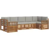 vidaXL Sofagarnituren 7 pcs aus Akazienholz in Hellgrau - Modulares Outdoor-Sektionalsystem für Garten, Terrasse oder Pool. Aus robustem Akazienholz gefertigt, vereint es Eleganz und Flexibilität. Perfekt anpassbar für jeden Anlass, pflegeleicht und langlebig.