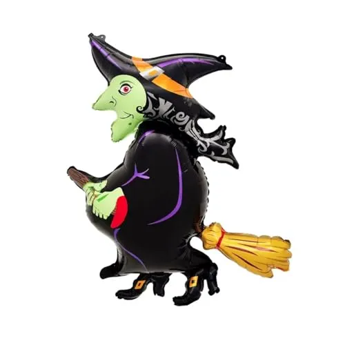 Folienballon Halloween Hexe 92,5 x 76 cm – Lustige Grusel Dekoration für Partys - Gruselige Atmosphäre mit Hexen Design - Befüllbar mit Luft oder Helium - Ideal für Feierlichkeiten
