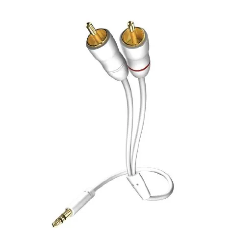 inakustik – 003100015 – Star Klinkenadapter - 3,5mm Klinke -> 2 x RCA | Für den Anschluss vom Smartphones, Tablets oder PC an HiFi-Verstärker | 1,5m in Weiß | Folienschirm gegen äußere Störeinflüsse