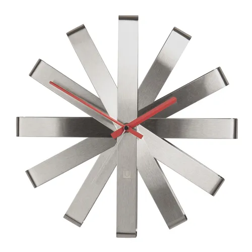 Umbra Ribbon moderne gebogene Wand-Designuhr in silber von Umbra