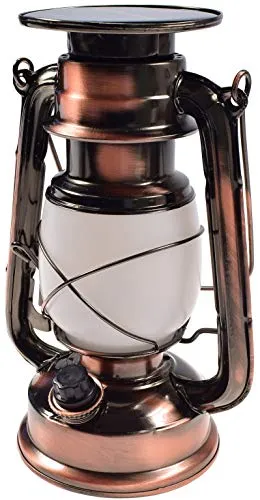 ChiliTec Campinglampe Solar Akku 23,5cm Dimmbar Retro Solarlampe aufladen Solarzelle Beleuchtung für Camping Zelten Licht Warmweiß