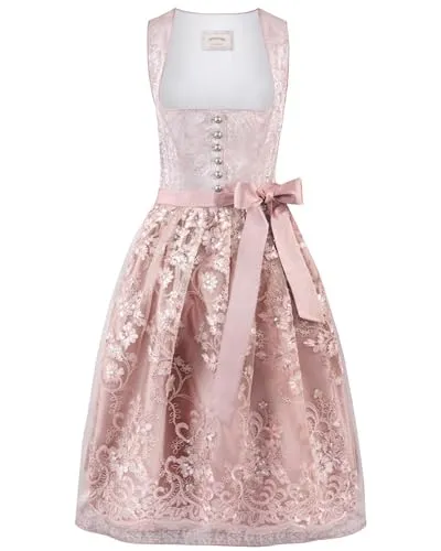 Stockerpoint Damen Sidonia Midi Dirndl, Rose, 46 - Dirndl für Damen mit stilvollem Paisley Muster, eleganter Schnitt und liebevollen Details, ideal für besondere Anlässe und Festlichkeiten.
