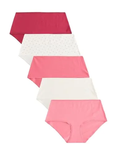 NEXT Damen Midi-Slips mit hohem Baumwollanteil, 5er-Pack Berry Pink 48