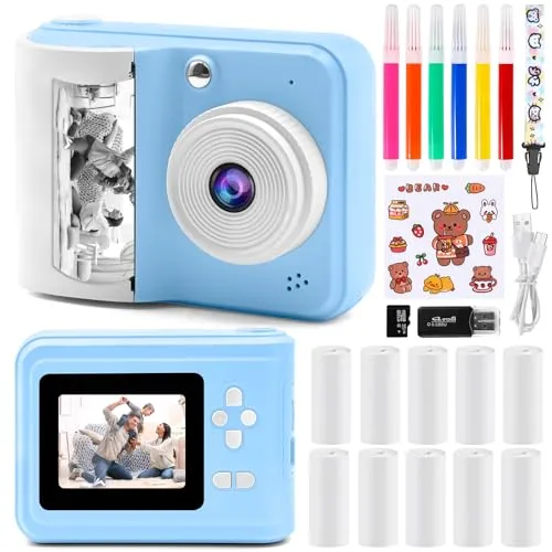Kinderkamera Sofortbildkamera 1080P mit Druckpapier und 32GB Karte